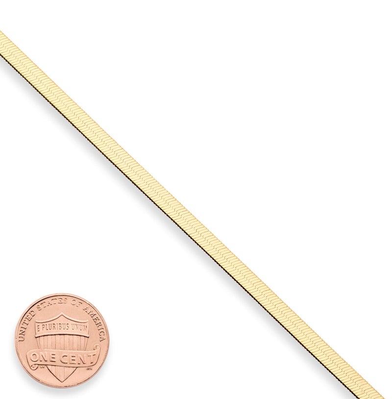 Miabella 925 Sterling Silver Italian Solid 3.5mm Flexible Flat Herringbone Link Chain Anklet Ankle Bracelet for Women, Made in Italy (yellow-gold-plated-silver, 9 Inches) - Image 1